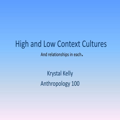 High and low context cultures relationships in each