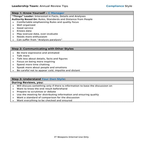 High c annual review tips