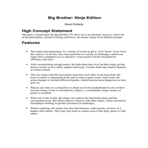 High concept document