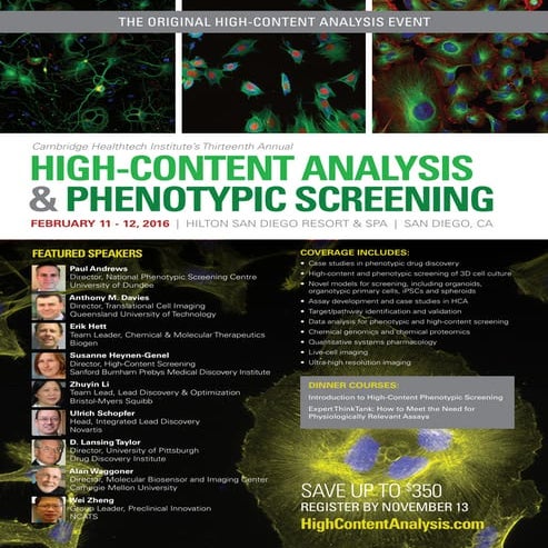 High-Content Analysis & Phenotypic Screening Conference 2016
