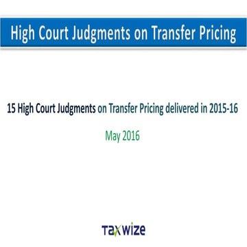 Top High court Judgements (India) on Transfer Pricing (2015 16)