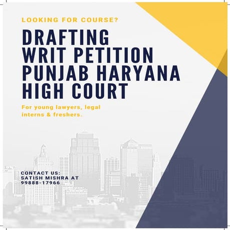 High Court Chandigarh Writ Petition Drafting | PDF