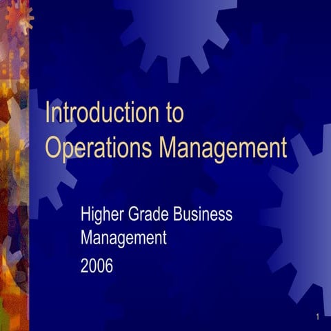 Higher Business Management - Operations