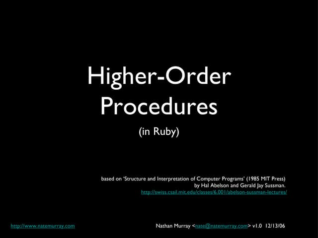 Higher Order Procedures (in Ruby)