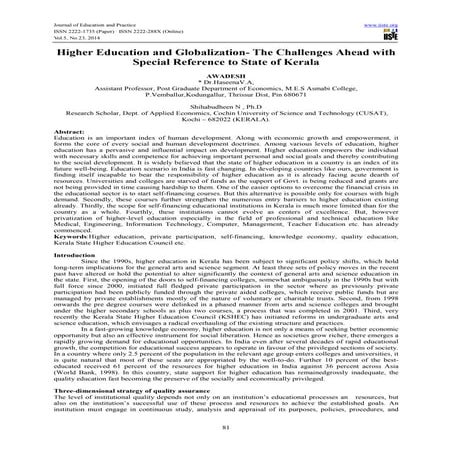 Higher education and globalization  the challenges ahead with special referen...
