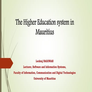 Higher education in mauritius