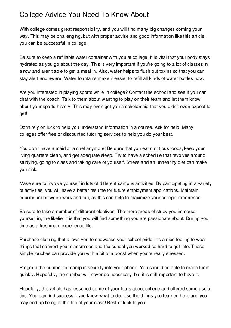 College Advice You Need To Know About