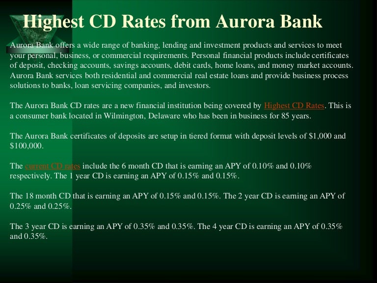 Highest 1 Year Cd Rates change comin