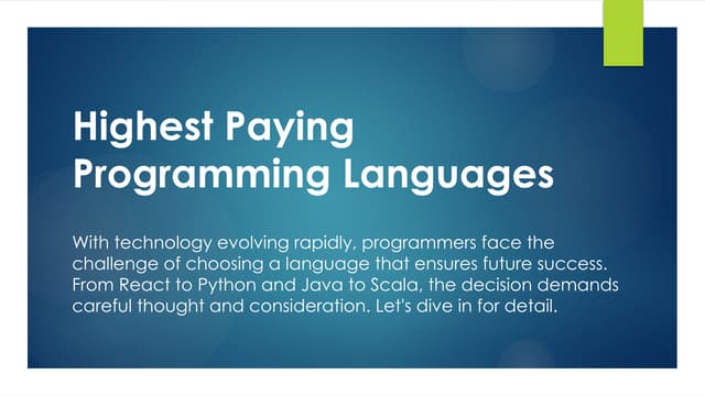 15 Highest Programming Languages For Developers