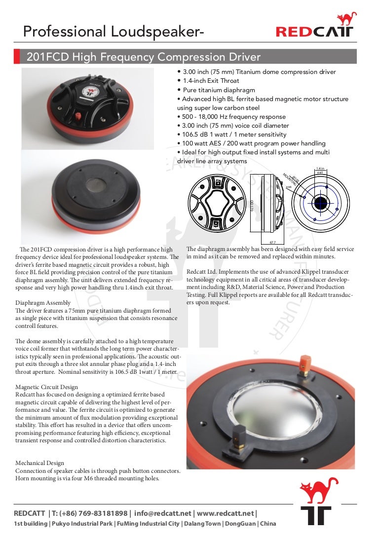 RedCatt announces NEW High Frequency Compression Driver