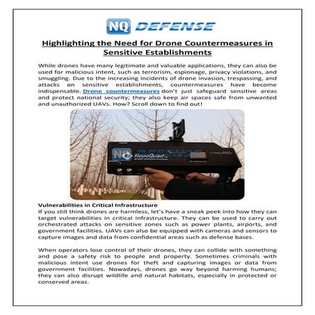 Understanding the Need for Counter Unmanned Aircraft Systems | PDF