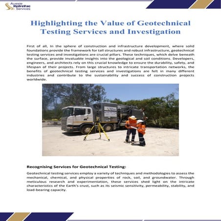 Highlighting the Value of Geotechnical Testing Services and Investigation
