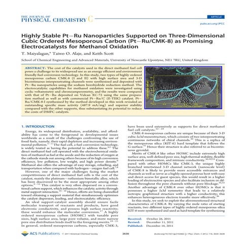 Highly stable pt ru nanoparticles supported on three-dimensional cubic ordere...