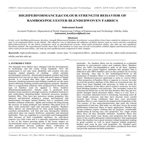 Highperformance&amp;colour strength behavior of bambo or opolyester blendedwo...