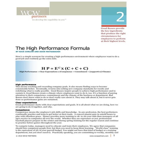 High Performance Formula