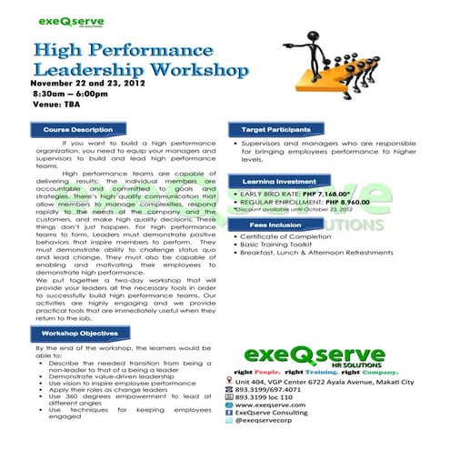 High performance leadership workshop
