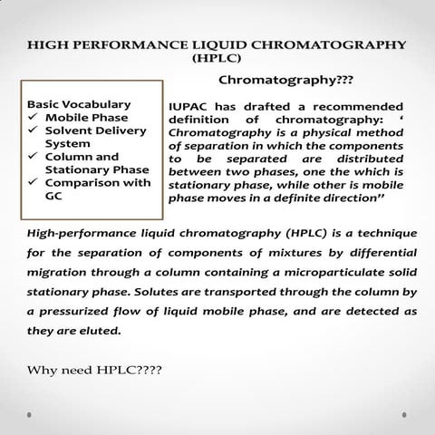 High performance liquid chromatography (hplc) by Muhammad Shakaib