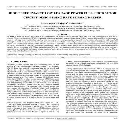 High performance low leakage power full subtractor circuit design using rate ...