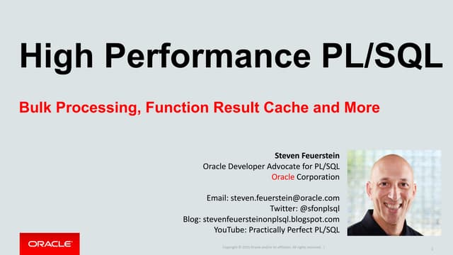 High Performance PL/SQL