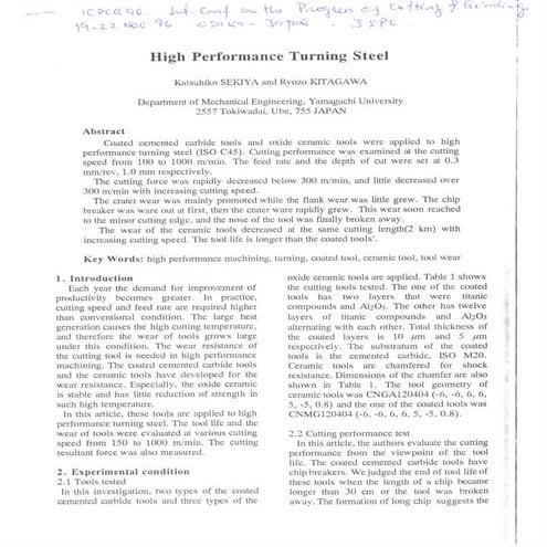 High performance turning steel