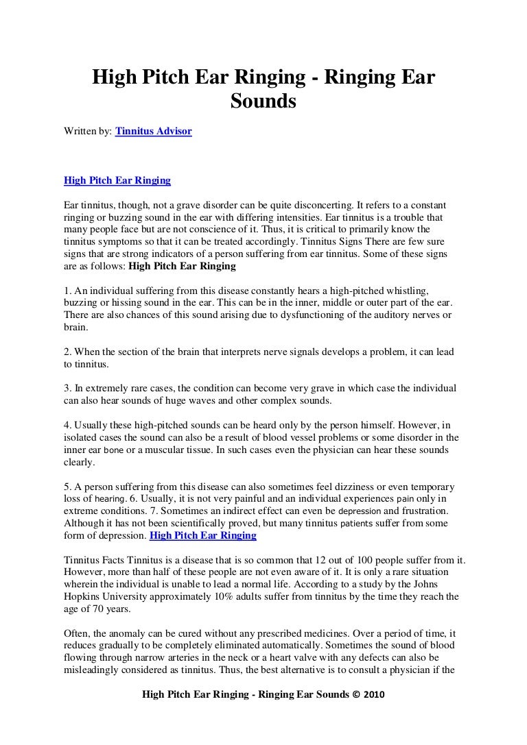 High Pitch Ear Ringing Ringing Ear Sounds