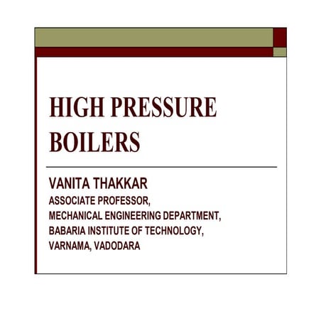 High Pressure Boilers