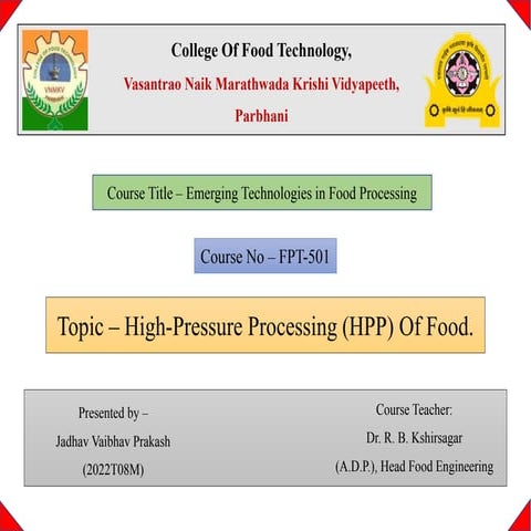 High Pressure Processing of Food (HPP).pptx