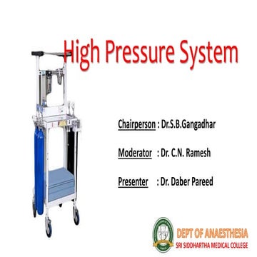 High pressure system- Anaesthesia Machine