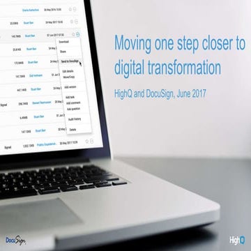 HighQ and DocuSign - moving one step closer to digital transformation