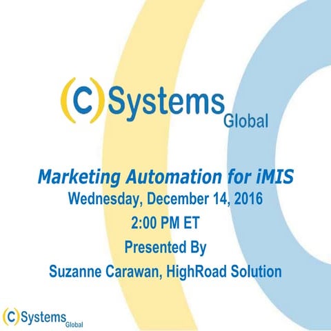 HighRoad/C-Systems Joint Webinar Marketing Automation for iMIS