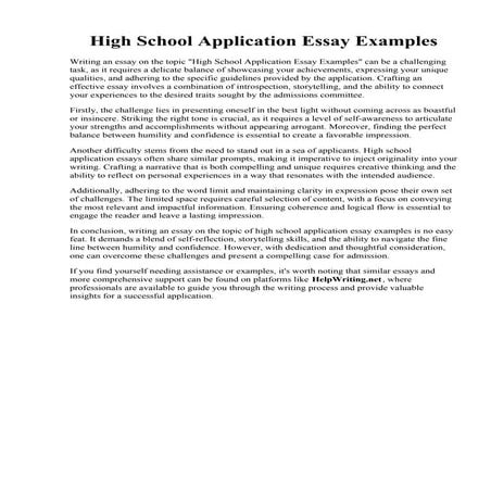 High School Application Essay Examples