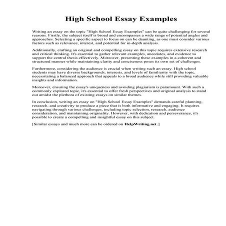 High School Essay Examples. Visual College of Art and Design | PDF