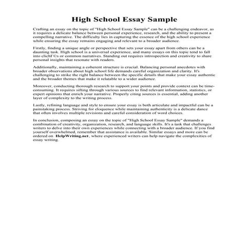 High School Essay Sample