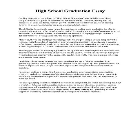 High School Graduation Essay. Jefferson Community and Technical College