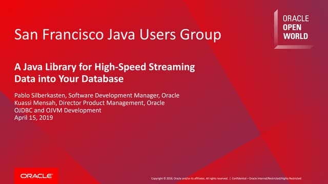 Java Library for High Speed Streaming Data 