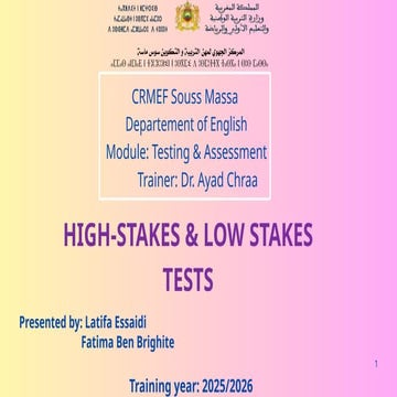 High Stakes tests Vs Low Stakes Tests [Testing and Assessment].pptx