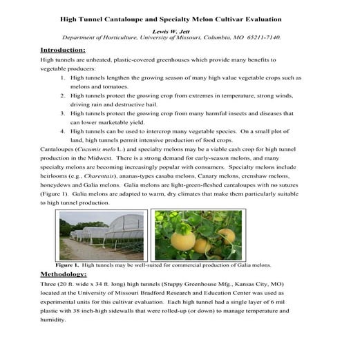High tunnel cantaloupe_evaluation