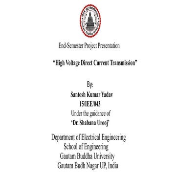 High Voltage Direct Current  Transmission PPT