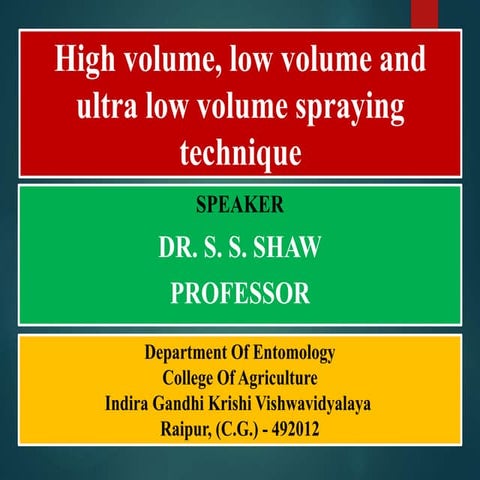 High volume, low volume and ultra low pesticide application