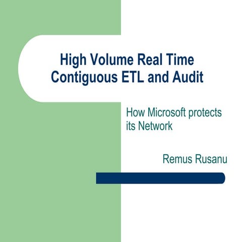 High volume real time contiguous etl and audit