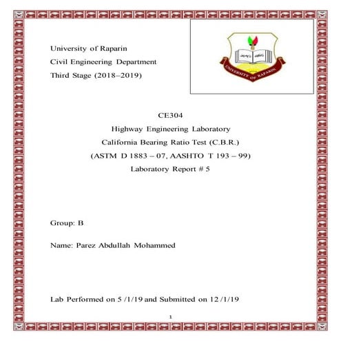 California Bearing Ratio Test