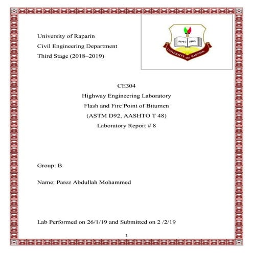 Flash and Fire Point of Bitumen