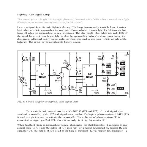 Highway alert signal lamp