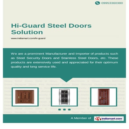 Hi-Guard Steel Doors Solution, New Delhi, Steel Security Doors | PDF