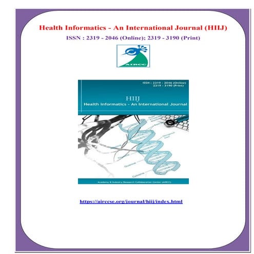 Health Informatics - An International Journal (HIIJ) - H index - Profile