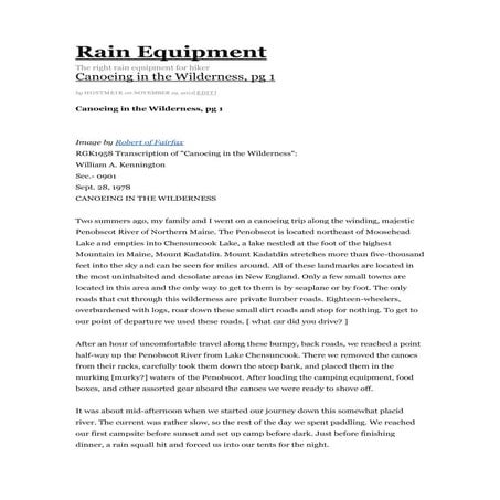 Hiking rain equipment