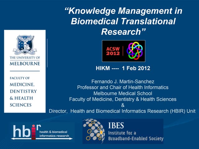 HIKM 2012 presentation fjms