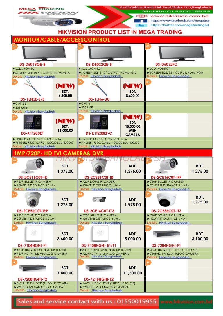 Hikvision Product List In Bangladesh Mega Trading