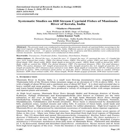 Hill stream cyprinid fishes  paper published