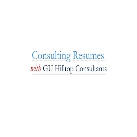 Consulting Resume Workshop
